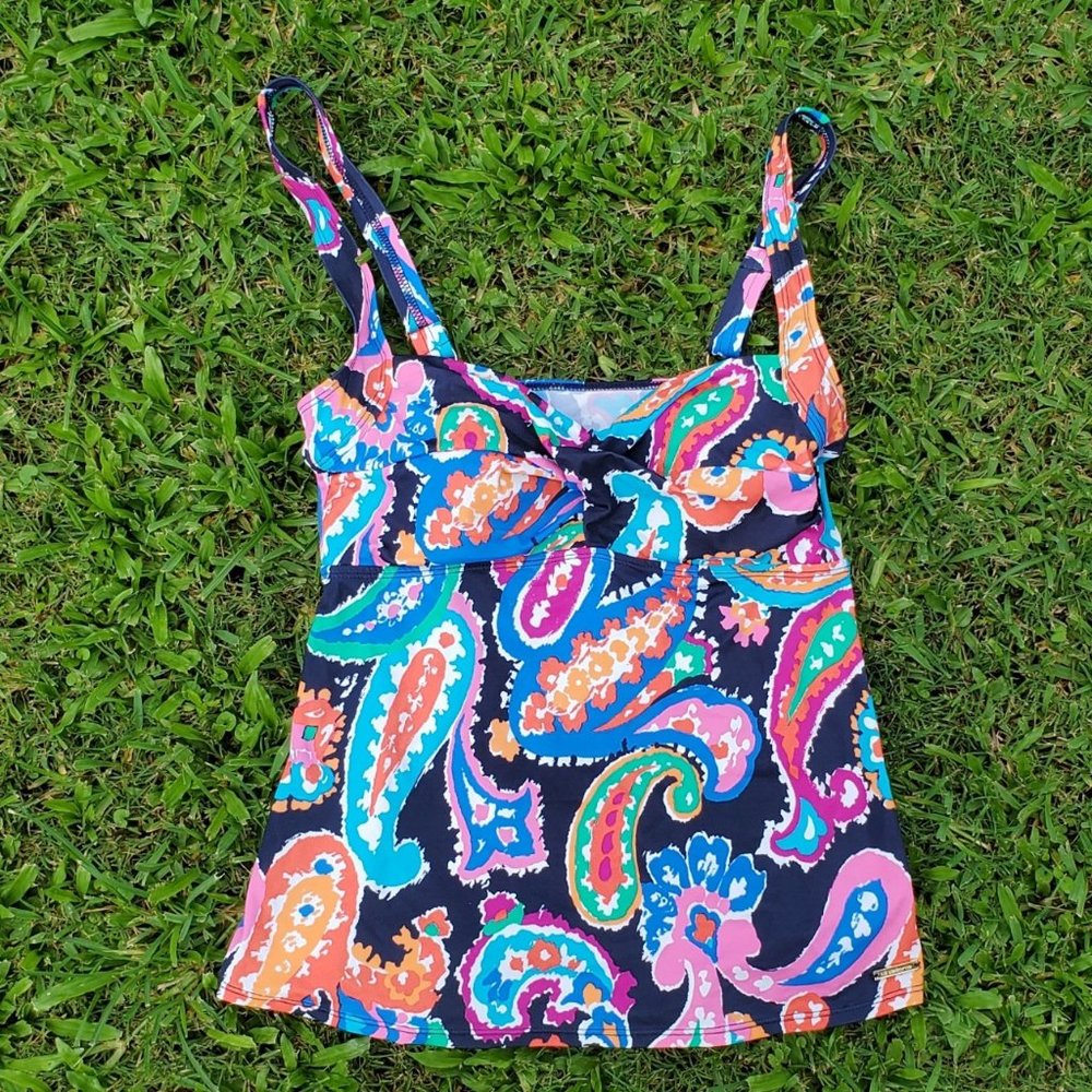 Liz Claiborne Colorful paisley tankini top!